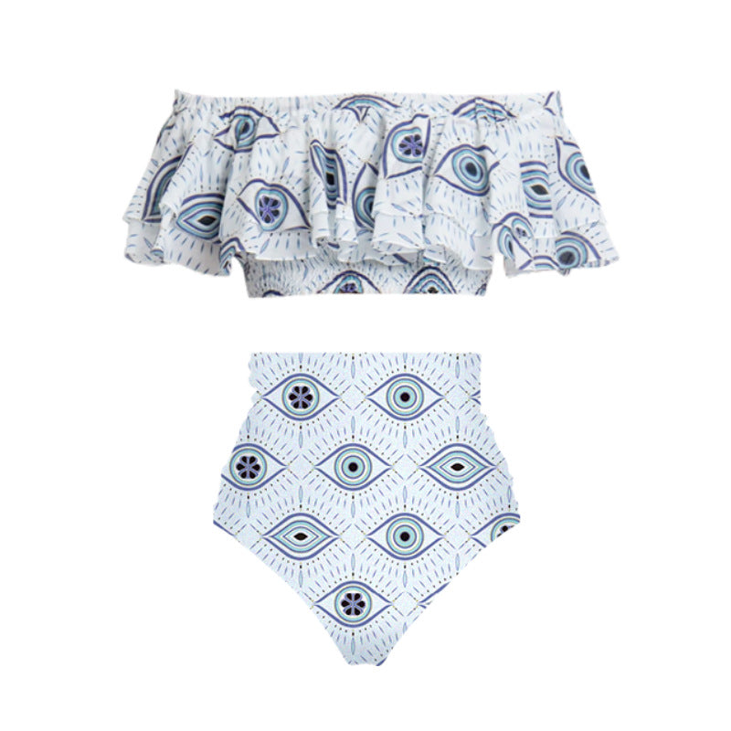 Damen Bikiniset mit voluminösem Rock und Rüschenoberteil R&B