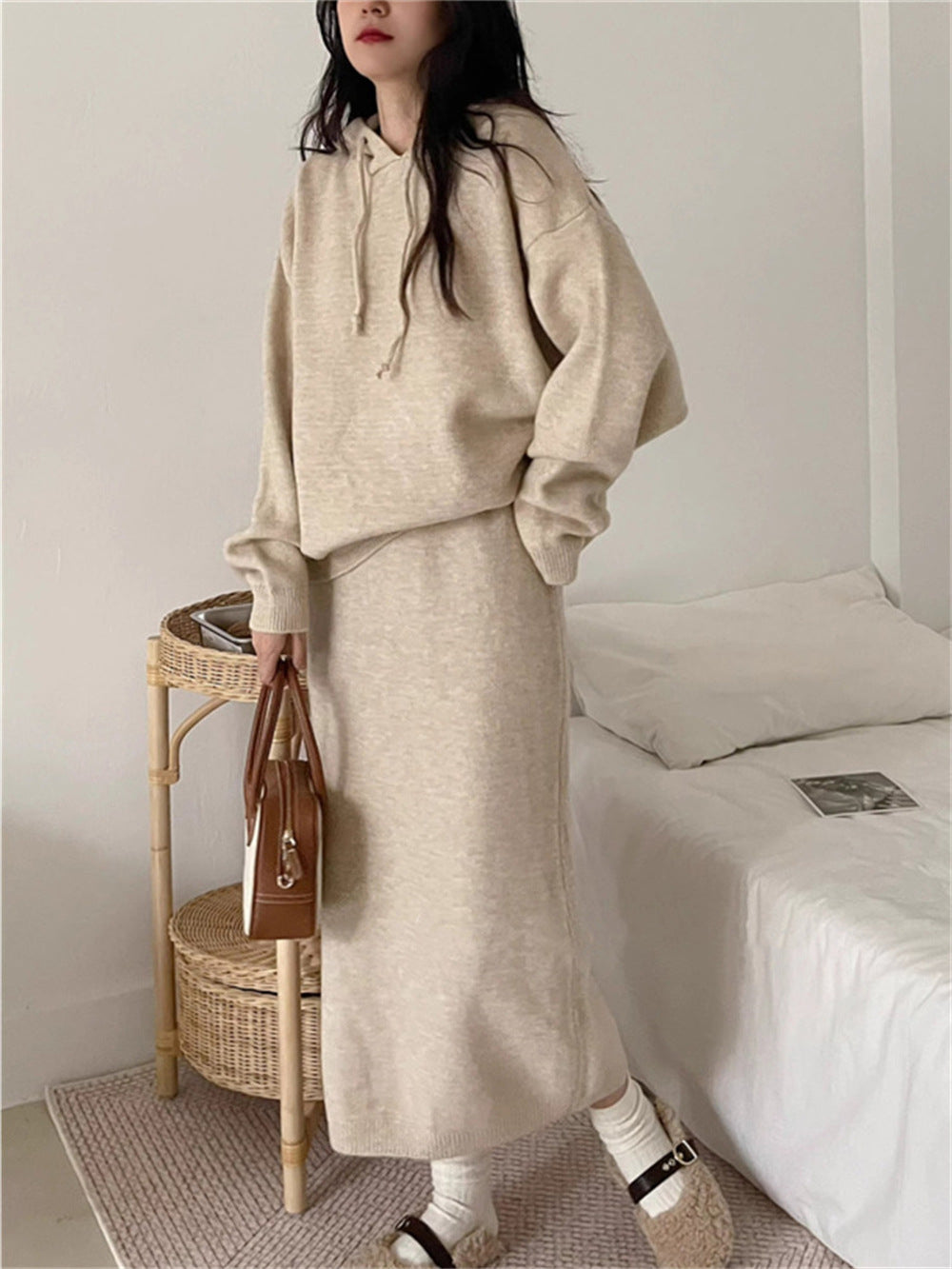 Damen Hoodie Kleid mit praktischer Kängurutasche und weitem Schnitt R&B