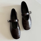Damen Ballerinas mit verstellbarem Riemen und eleganter Schnalle R&B