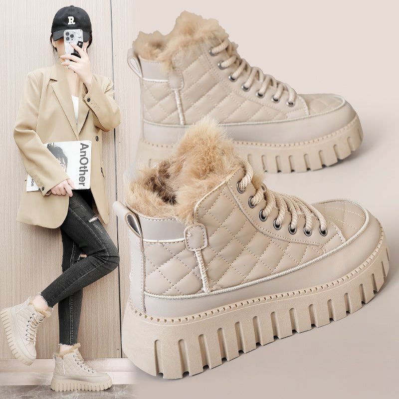 Damen Modische Winterstiefel mit kuscheligem Fellbesatz und rutschfester Sohle R&B