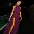 Damen Elegantes Maxikleid mit hochgeschlossenem Design und verführerischem Schlitz R&B