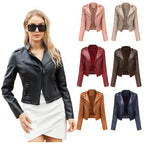 Damen stylische Bikerjacke mit asymmetrischem Reißverschluss und Detailnähten
