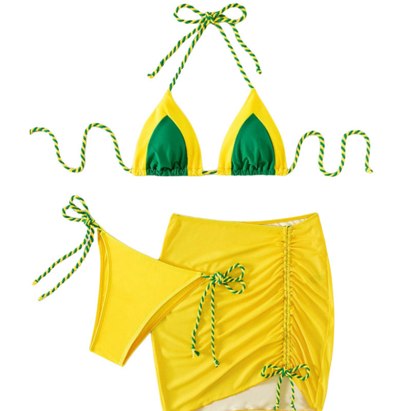 Damen Bikini-Set mit modernem Knoten-Design und figurbetontem Rock R&B