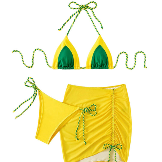 Damen Bikini-Set mit modernem Knoten-Design und figurbetontem Rock R&B