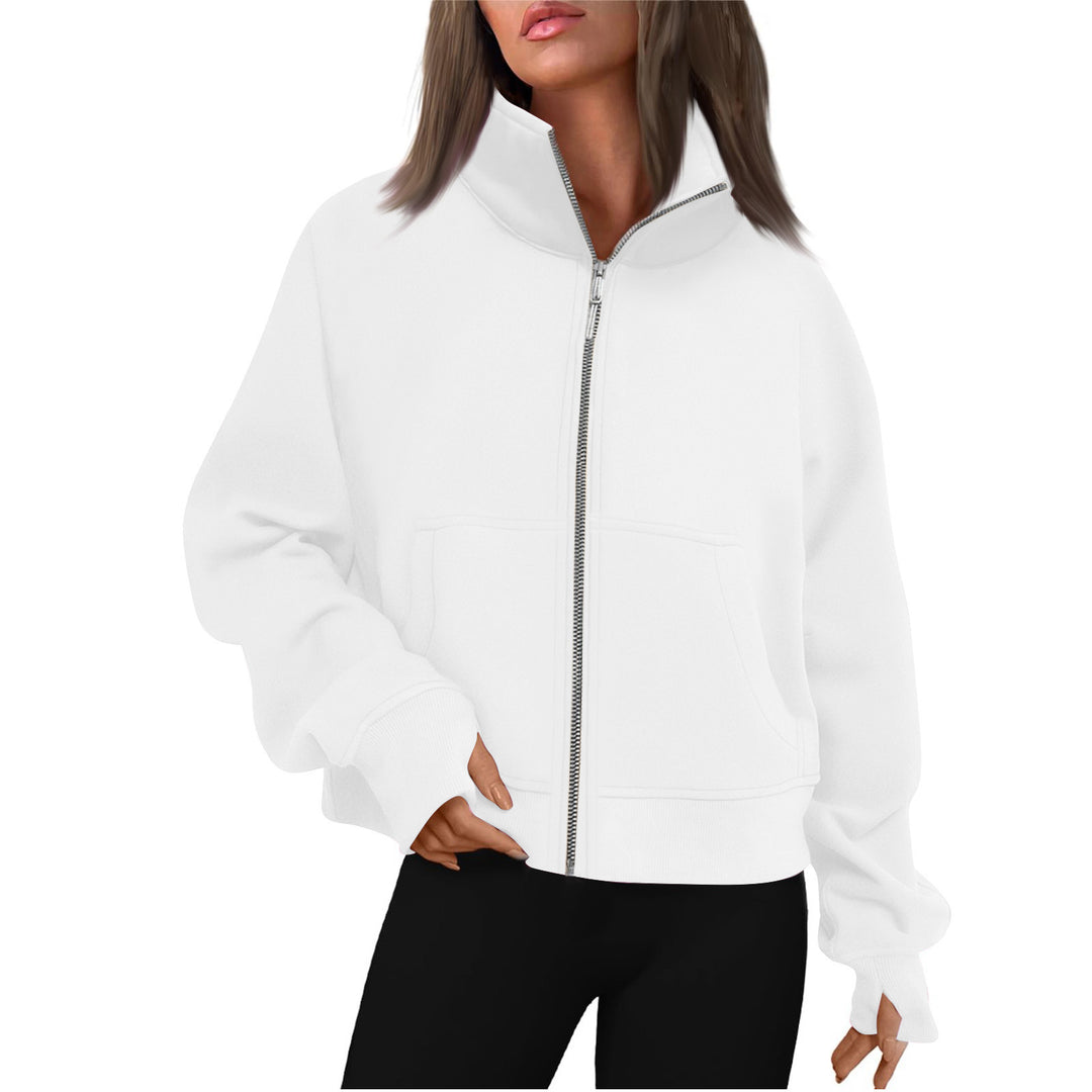 Damen bequeme Sweatjacke mit hohem Kragen R&B