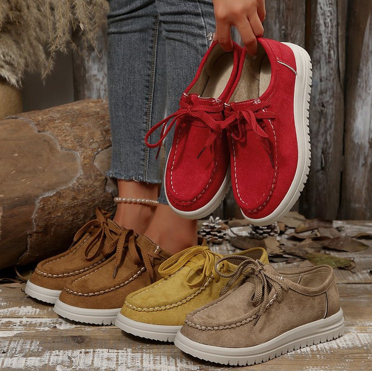 Damen Komfortable Wildleder-Sneakers mit modischem Schnürsystem