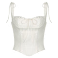 Damen Corsage-Top mit dekorativen Schnürdetails und zarten Rüschenelementen R&B
