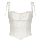 Damen Corsage-Top mit dekorativen Schnürdetails und zarten Rüschenelementen R&B
