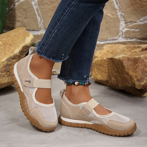 Damen Sportliche Sneakers mit atmungsaktivem Mesh-Obermaterial und flexiblem Klettverschluss R&B