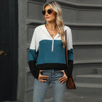 Damen Lässiger Pullover mit hohem Kragen und kontrastierenden Streifen R&B