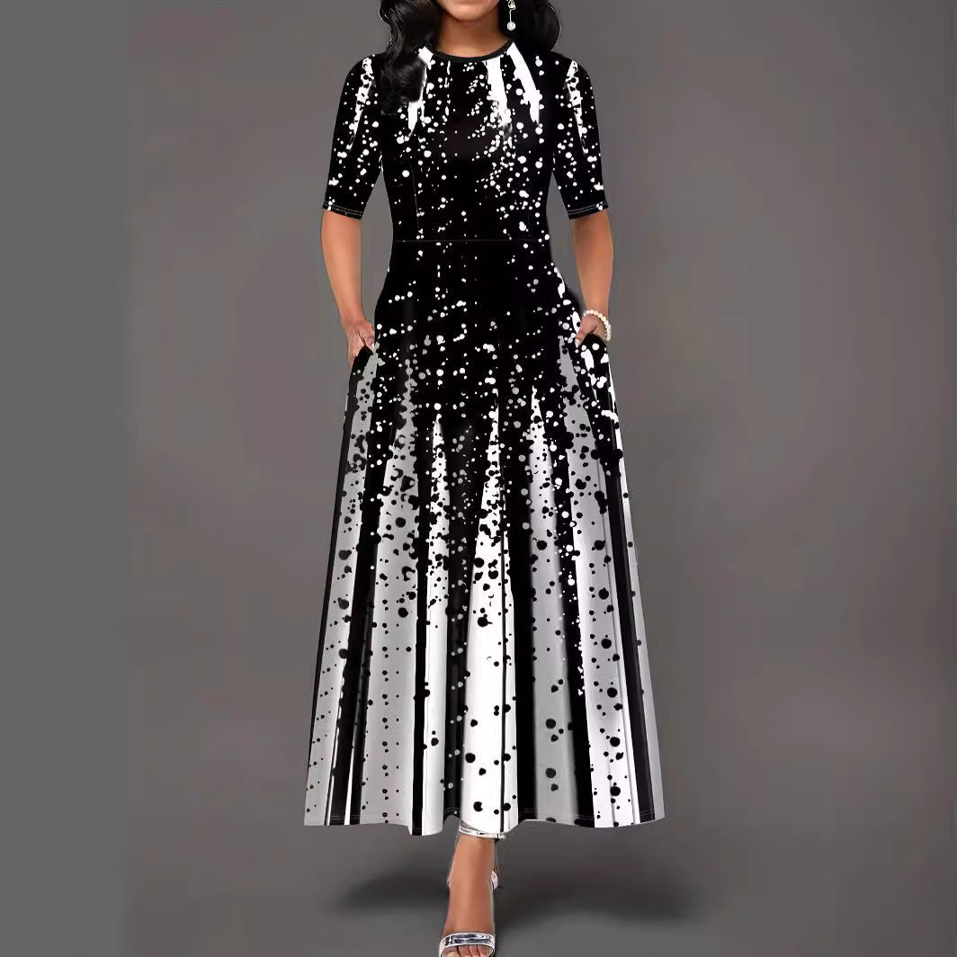 Damen Maxikleid mit kreativen Spritzmuster R&B