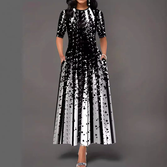 Damen Maxikleid mit kreativen Spritzmuster R&B