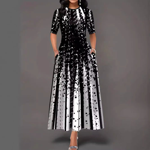 Damen Maxikleid mit kreativen Spritzmuster R&B