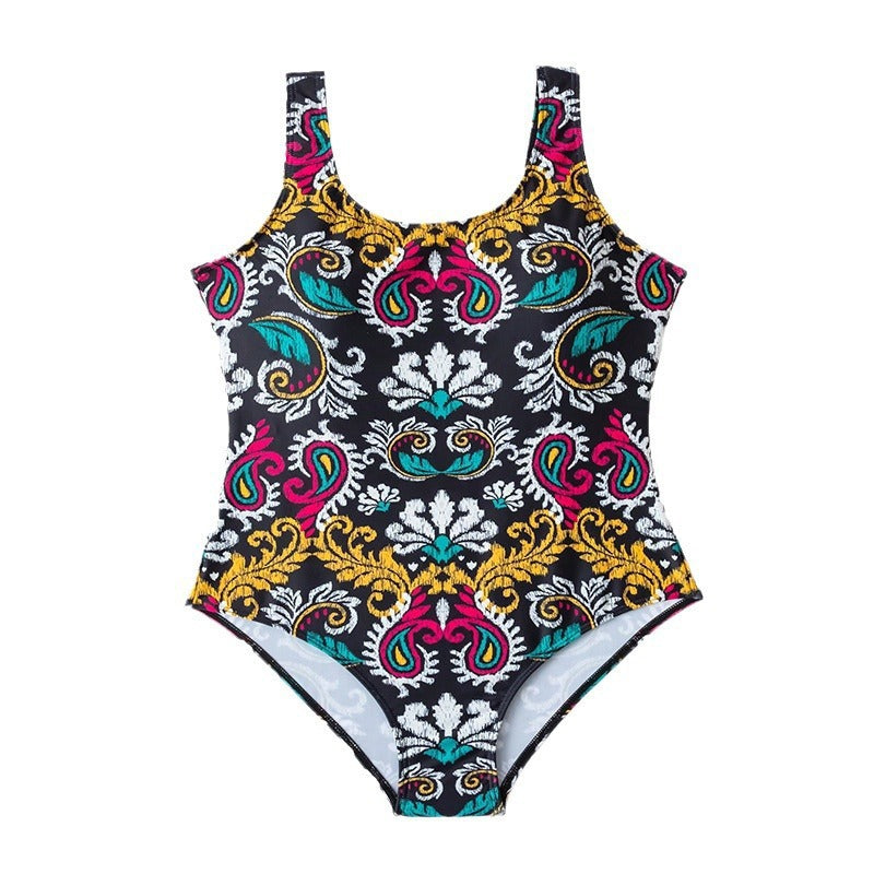 Damen Einteiler Badeanzug mit floralen Mustern und hohem Beinausschnitt R&B