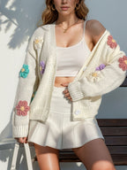 Damen Strickjacke mit floralen Applikationen R&B