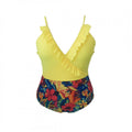 Damen Einteiliger Badeanzug mit floralem Wickeldetail und Rüschen R&B