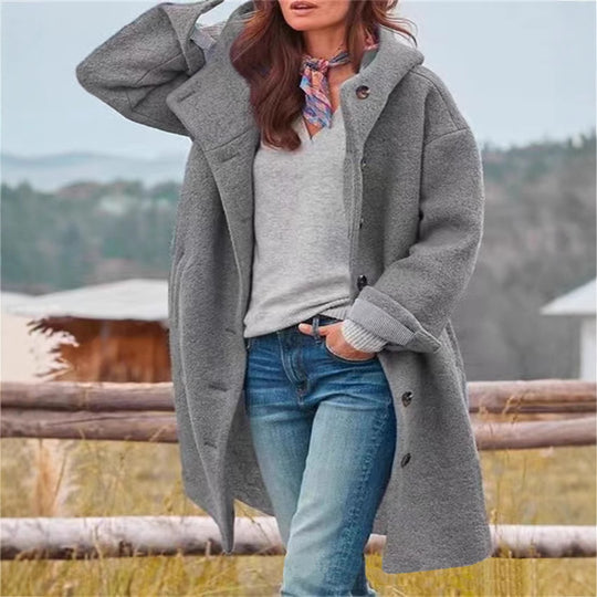 Damen Oversized Wollmantel mit sportlichem Schnitt und großen Taschen R&B