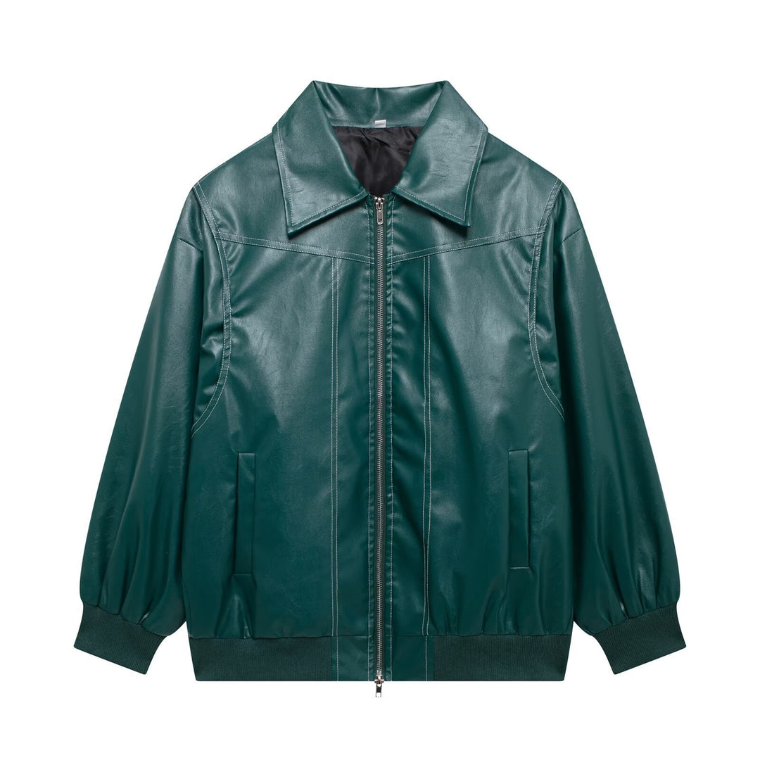 Damen Kunstlederjacke mit lässigem Schnitt und elastischem Saum R&B