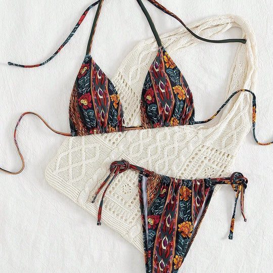 Damen Triangel-Bikini mit floralem Muster R&B