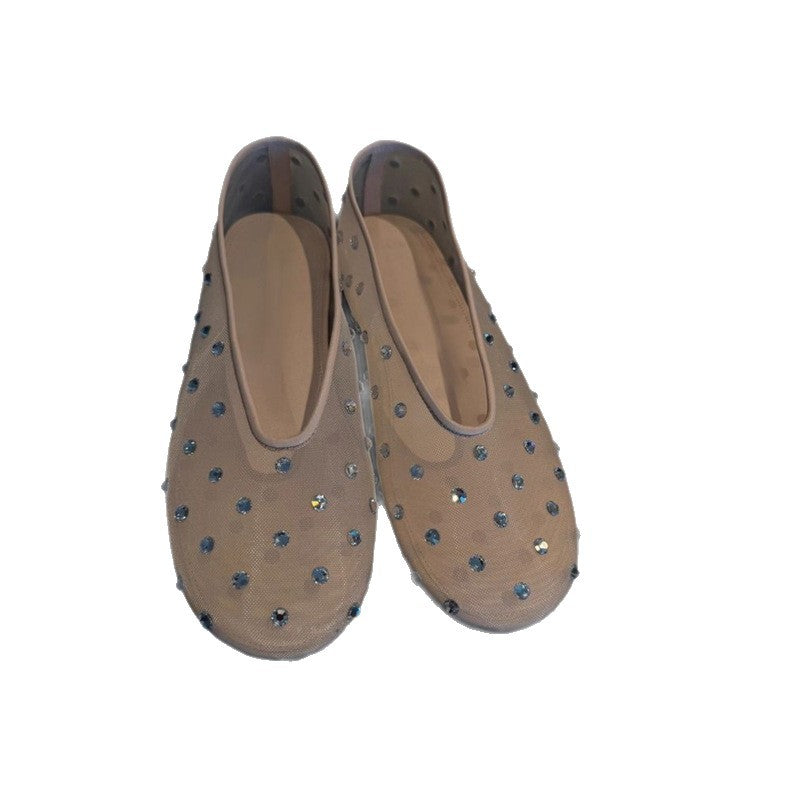 Damen transparente Mules mit funkelnden Strass-Details R&B