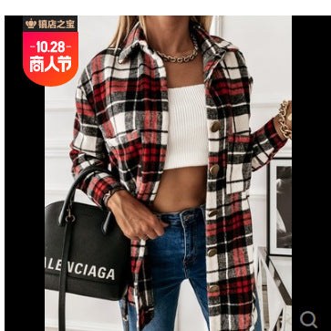 Damen Karomuster Überhemdjacke R&B