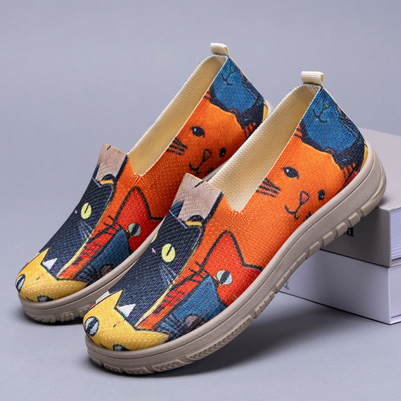 Damen Modische Slip-On Sneaker mit buntem Muster