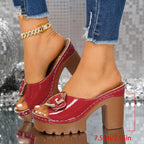 Damen Glamouröse Plateau-Sandalen mit modischem Schnallen-Design