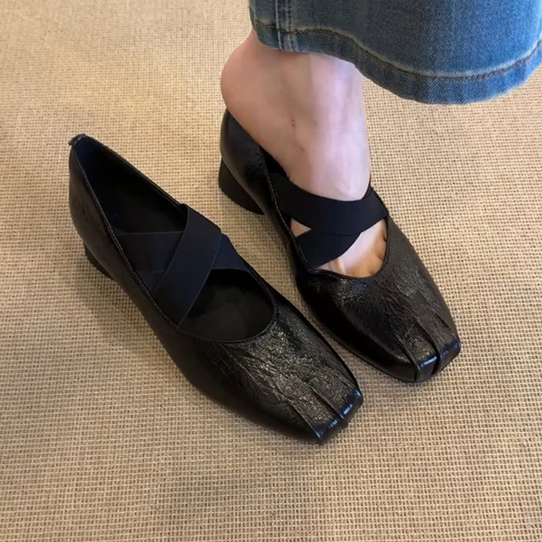 Damen elegante Ballerina-Schuhe mit modernem Riemendesign und komfortablem Absatz R&B