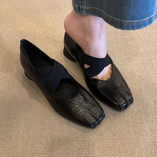Damen elegante Ballerina-Schuhe mit modernem Riemendesign und komfortablem Absatz R&B