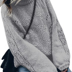 Damen Grobstrickpullover mit weitem Schnitt und modischem Rollkragen R&B