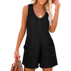 Damen lässiger Jumpsuit mit Knopfleiste und praktischen Taschen R&B