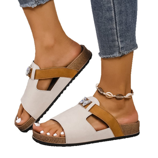 Damen Komfortable Badesandalen mit eleganten Schmuckdetails R&B