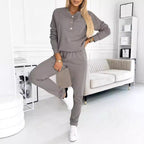 Damen Freizeit-Jogginganzug mit eleganten Knopfdetails R&B