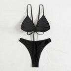 Damen Triangel-Bikini mit hohem Beinausschnitt und verstellbaren Trägern R&B
