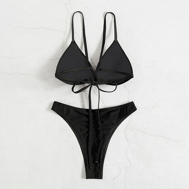 Damen Triangel-Bikini mit hohem Beinausschnitt und verstellbaren Trägern R&B