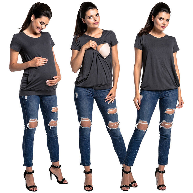 Damen Umstandsshirt mit praktischem Wickelschnitt R&B