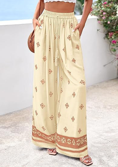 Damen weite Sommerhose mit Boho-Muster R&B