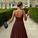 Damen Elegantes Maxikleid mit Drapierung und Spaghetti-Trägern R&B
