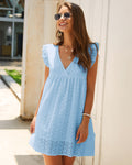Damen Sommerkleid mit Augenmuster und voluminösen Ärmeln R&B