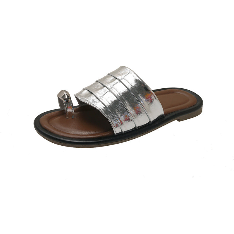 Damen Modische Slipper mit komfortablem Fußbett und glänzendem Obermaterial R&B