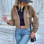Damen Cordjacke mit praktischem Reißverschluss und modernen Taschen
