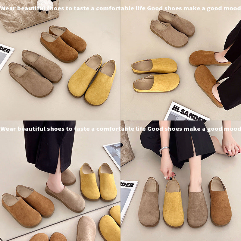 Damen rutschfeste Clogs aus weichem Veloursleder