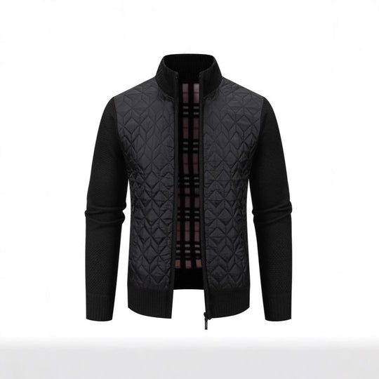 Herren Steppjacke mit hohem Kragen und eleganter Strickästhetik R&B