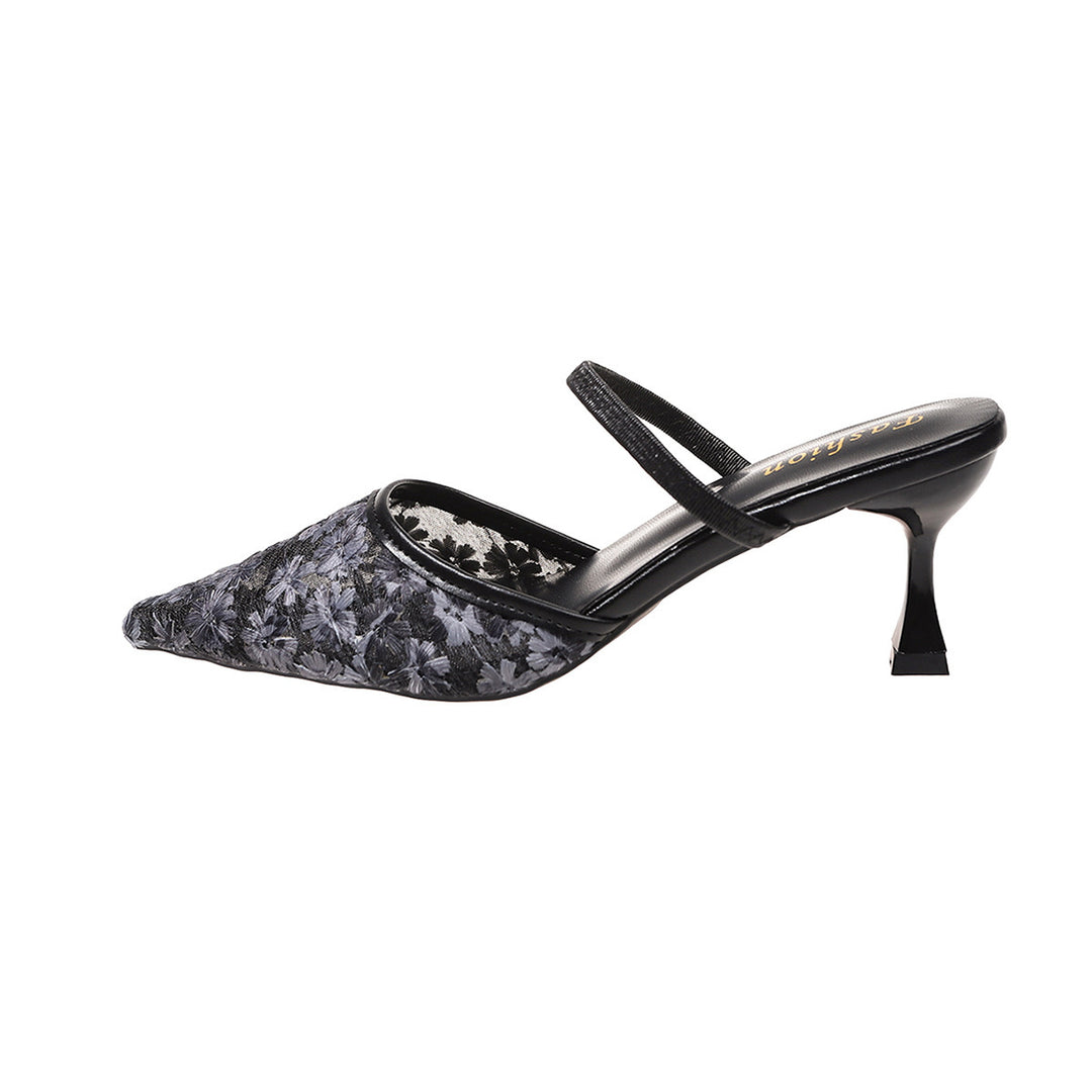Damen Slingback Pumps mit dezentem Blumenmuster und elegantem Absatz R&B