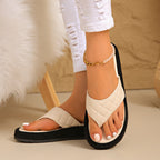Damen Komfortable Zehentrenner-Sandalen mit geflochtenem Riemen und bequemer Sohle R&B
