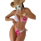 Damen Bikini-Set mit floralem Design und transparentem Cover-Up R&B
