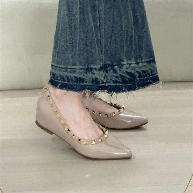 Damen spitze Ballerinas mit goldenen Nieten R&B