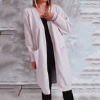 Damen lässiger Strickcardigan mit offenen Fronten und praktischen Taschen R&B
