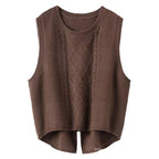 Damen Ärmellose Strickweste mit Zopfmuster und modernen Details R&B