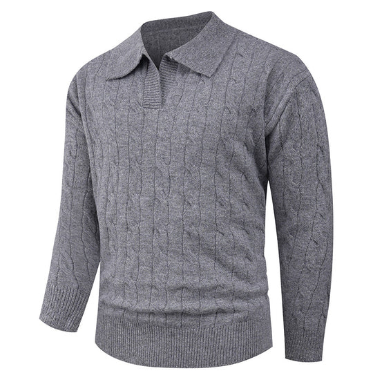 Herren eleganter Strickpullover mit modernem Zopfmuster R&B